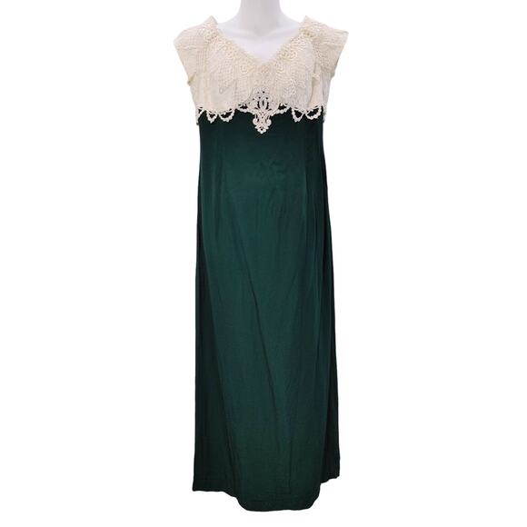 Scott McClintock Petites Vintage Lace Formal Dress Green Cream Womens Size 14P - Picture 1 of 10